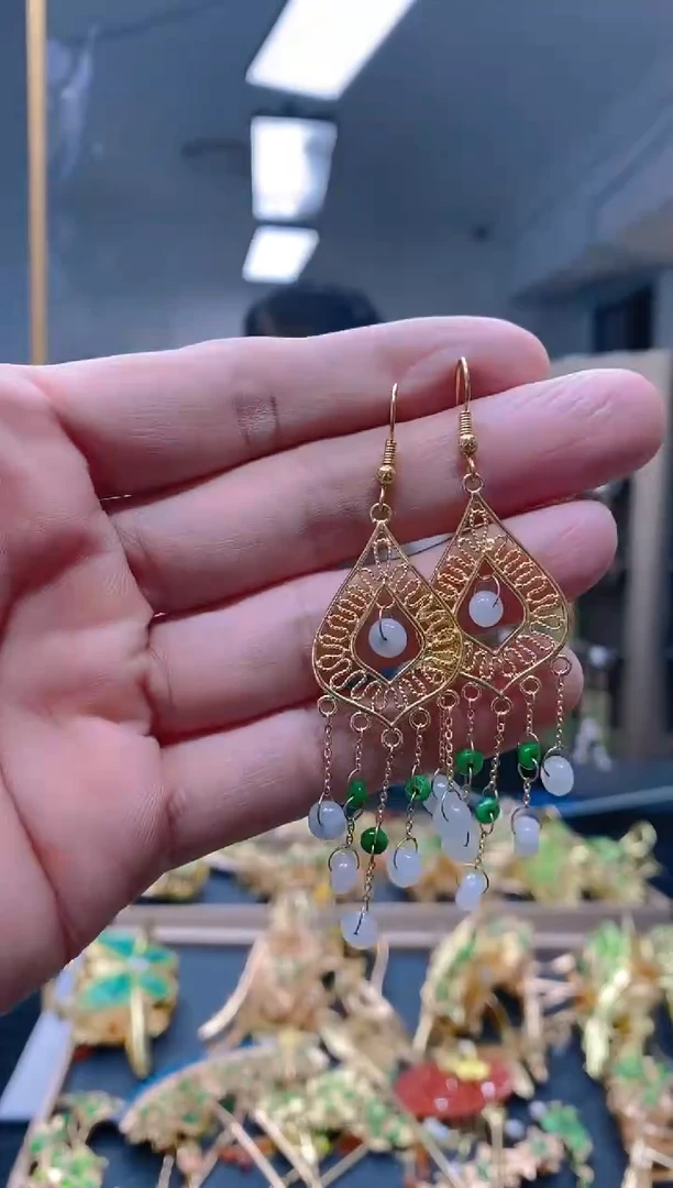 【闪购商品】翡翠耳饰合金088翡翠耳钩
