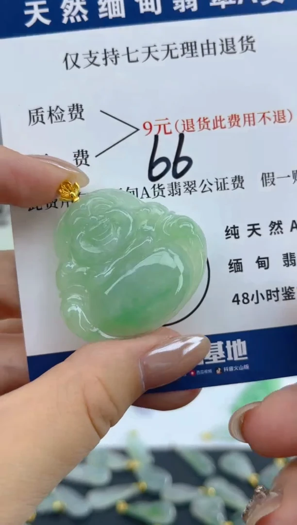 颈饰18K金镶嵌翡翠天然A货翡翠
