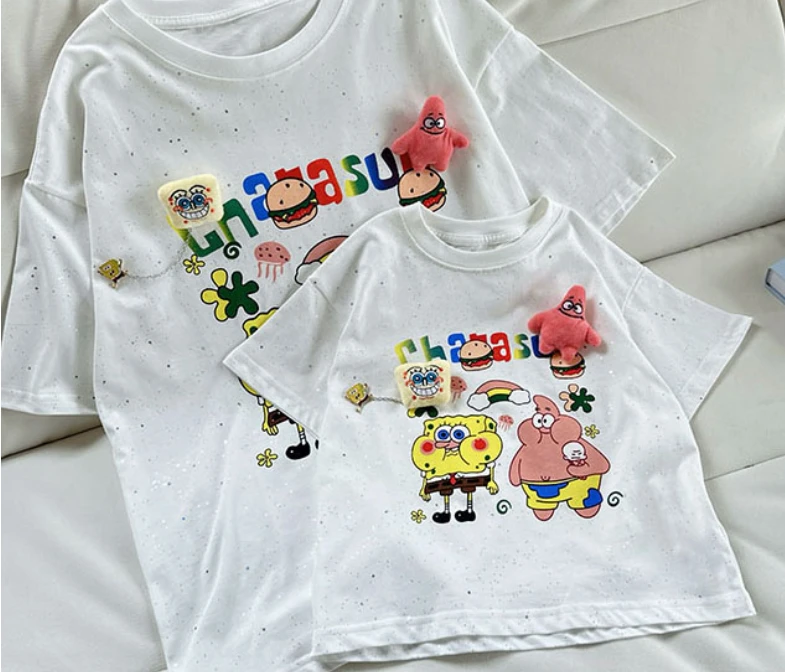 【泡泡说严选】夏季男女童亲子时尚百搭潮流纯棉短袖T恤P2167