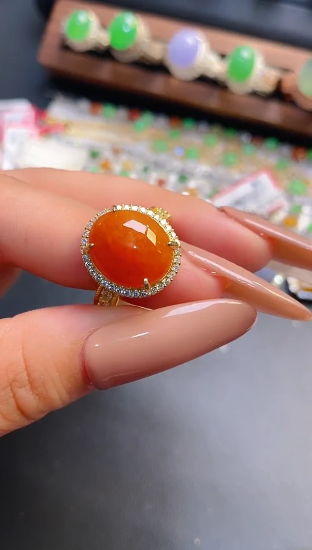 银S925镶嵌戒指翡翠天然