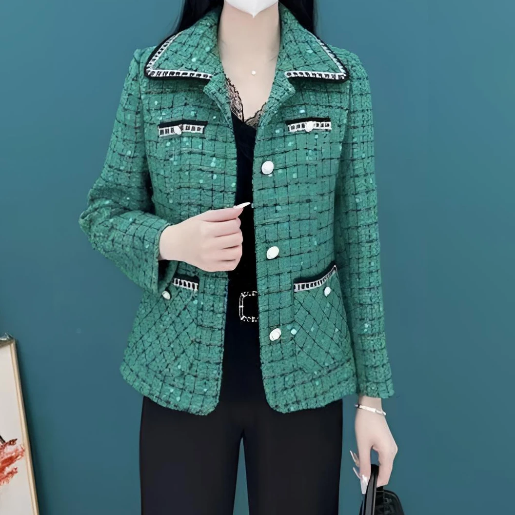 春秋时尚气质修身百搭小香风加厚洋气小个子外套女2025秋季短外套