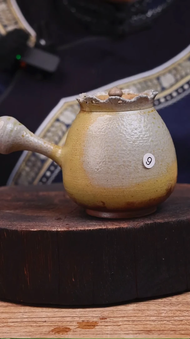 牙舟陶冗平窑柴烧侧把花口壶9
