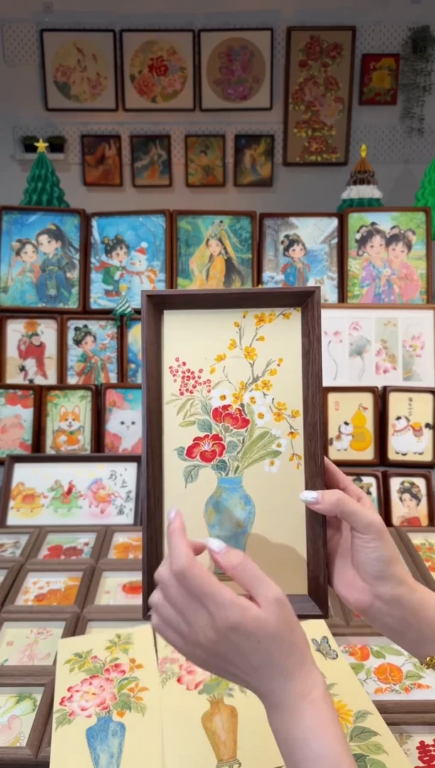 国画蓝瓶山茶水仙 手绘国画27