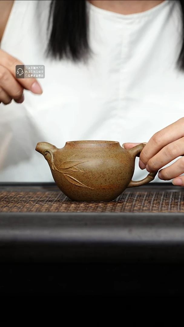 茶壶紫砂紫砂茶壶柴烧竹叶