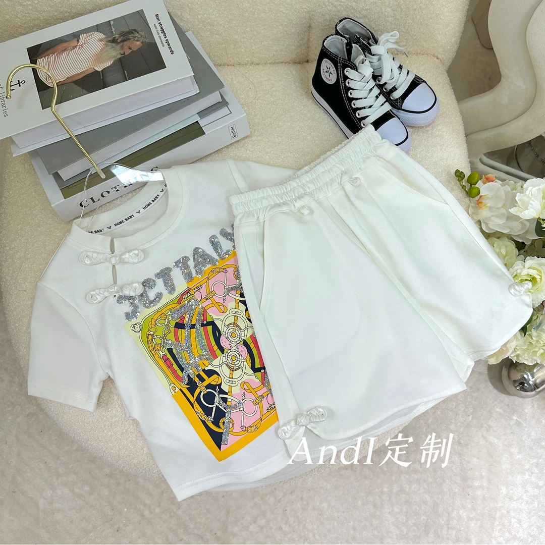 〖ANDI〗订制儿童夏款中大童时尚休闲夏季洋气短袖短裤套装1053