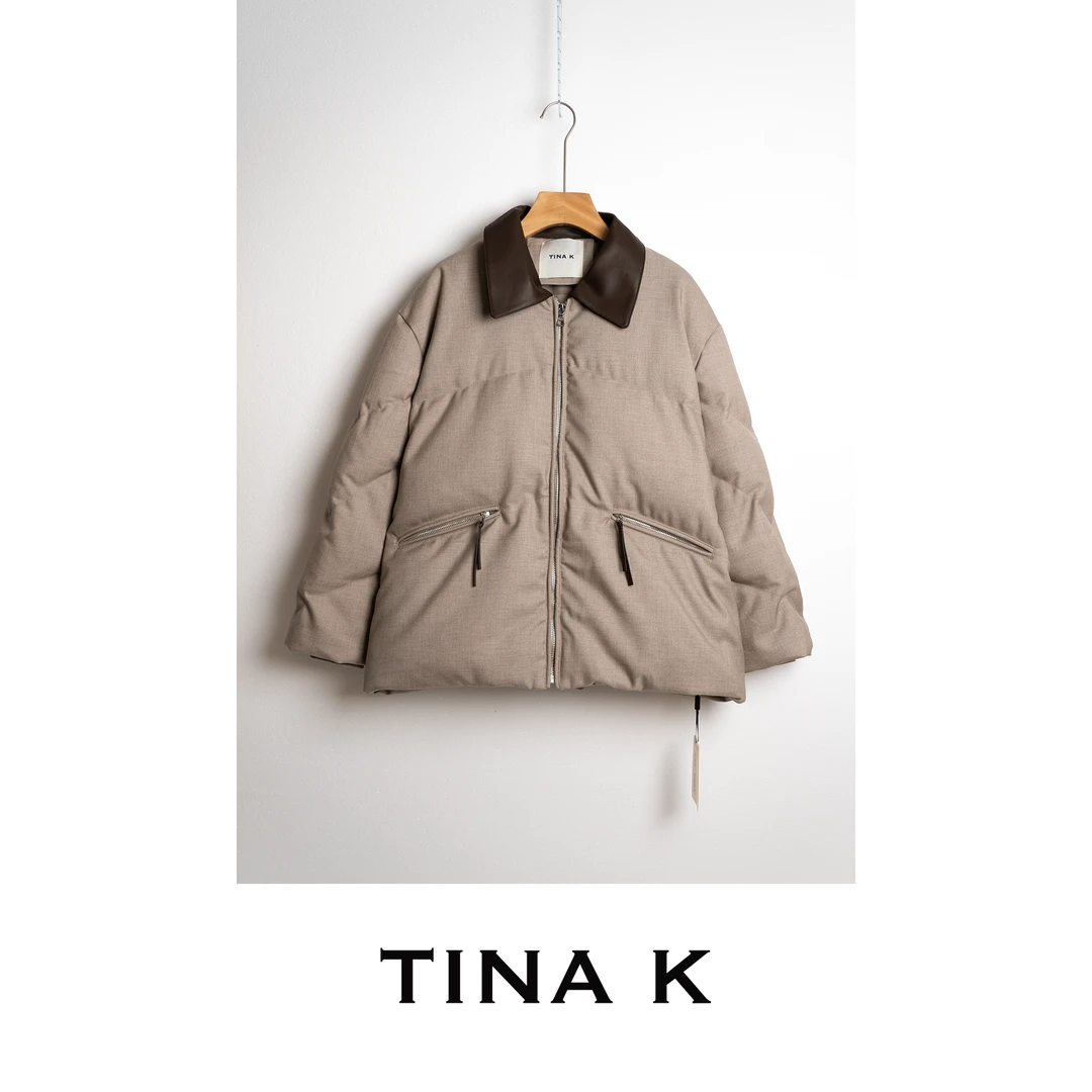 TinaK冬季女士保暖上衣外套百搭款90白鹅绒羽绒服YR225609