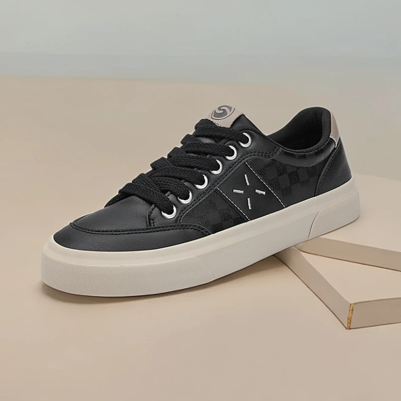 闪步秋季新款男鞋低帮系带板鞋小众轻奢男士皮鞋韩版潮流休闲皮鞋