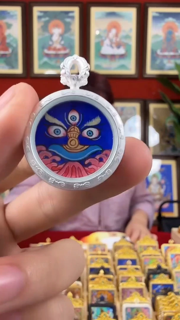 吊坠黑财神-热贡纯手绘唐卡 特