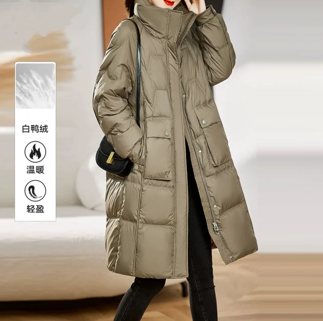 JIRUIMAN/吉瑞曼冬立领时尚宽松长款双口袋设计百搭羽绒服RY117