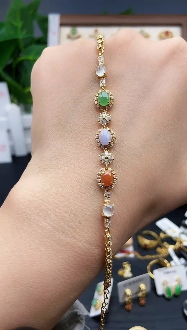 银S925镶嵌手链翡翠1