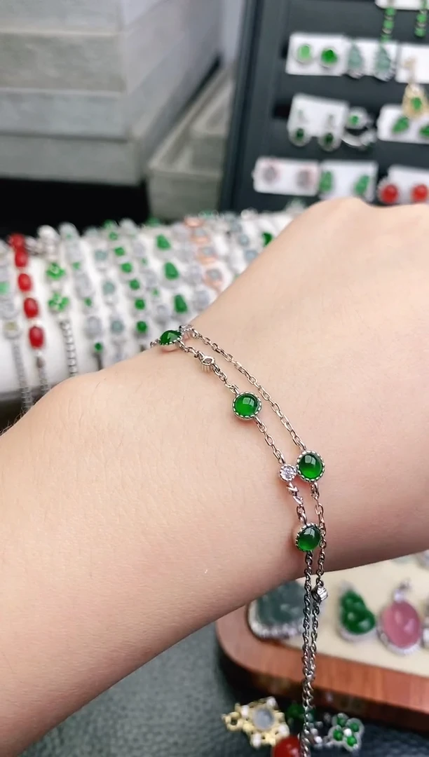 银S925镶嵌手链翡翠0