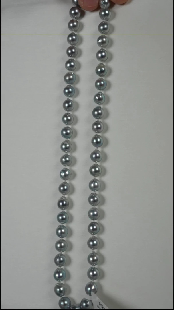 项链银S925镶嵌海水珍珠AK真多麻8-8.5mm