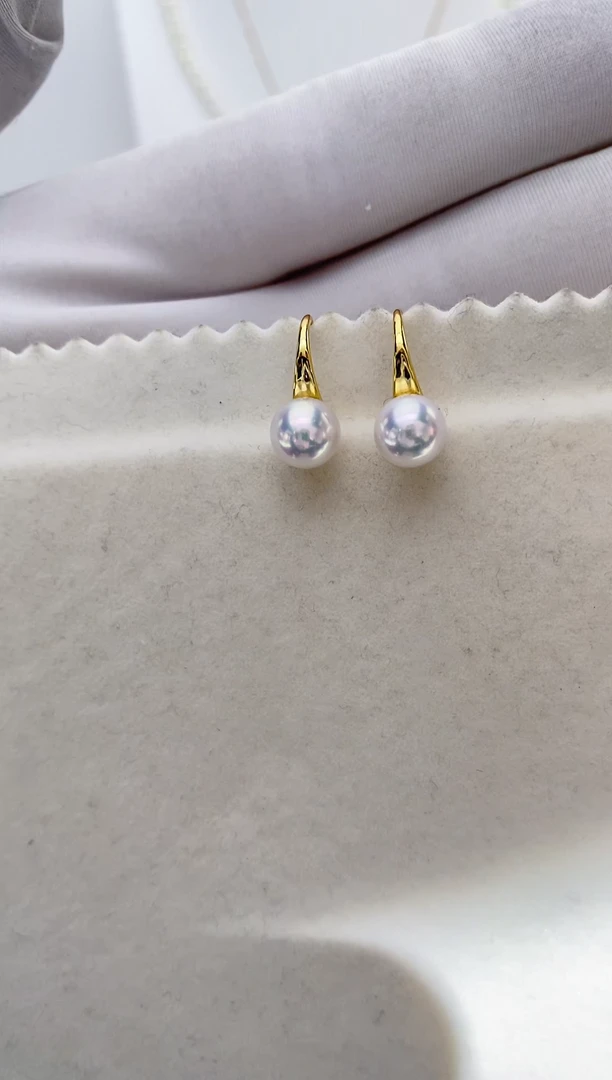 【闪购商品】海水珍珠耳饰银S925镶嵌7.5-8特选天女高跟鞋微瑕