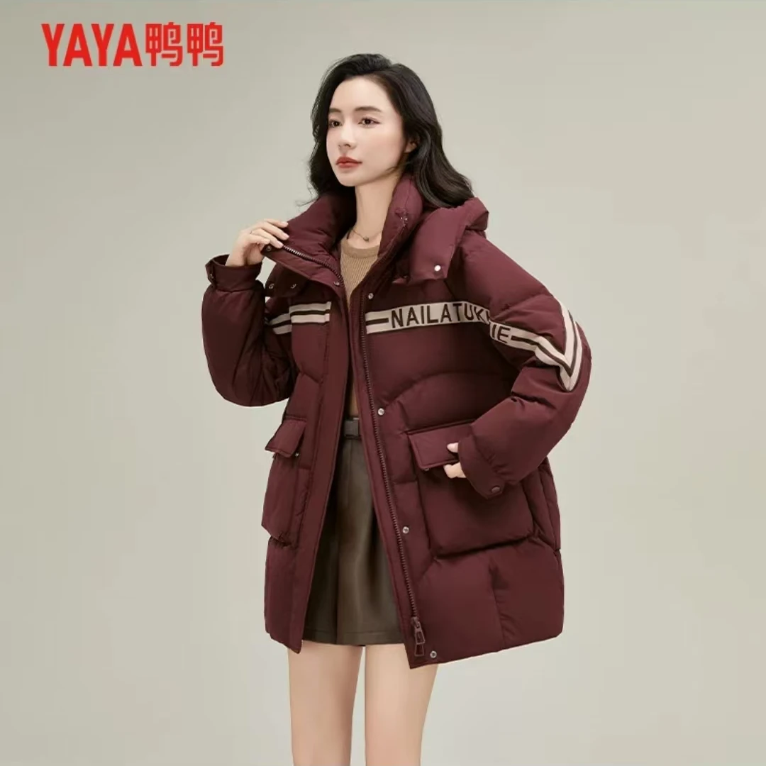 YAYA/鸭鸭A2中长款羽绒服女冬季24新款韩版加厚外套YE4B616235L