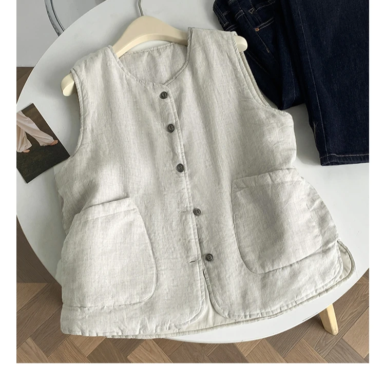 外贸出口~大码宽松马甲女2025秋冬新款文艺时尚百搭显瘦马甲棉袄