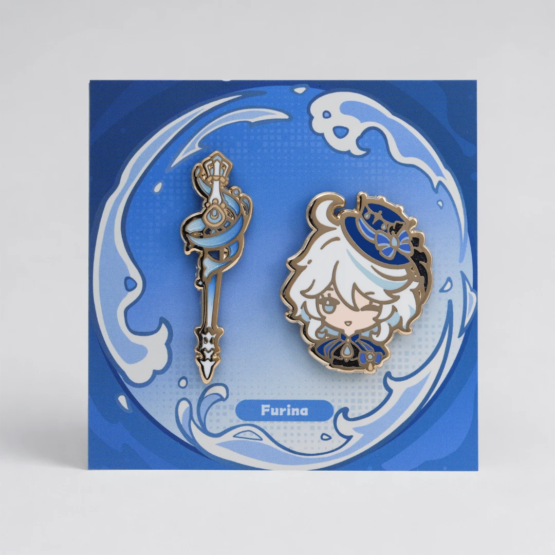 原神同人周边 芙宁娜专武套盒仿珐琅金属徽章 送朋友生日礼物