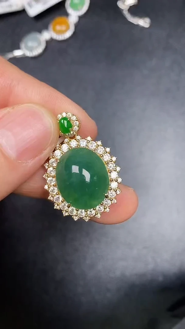 银S925镶嵌戒指翡翠3050