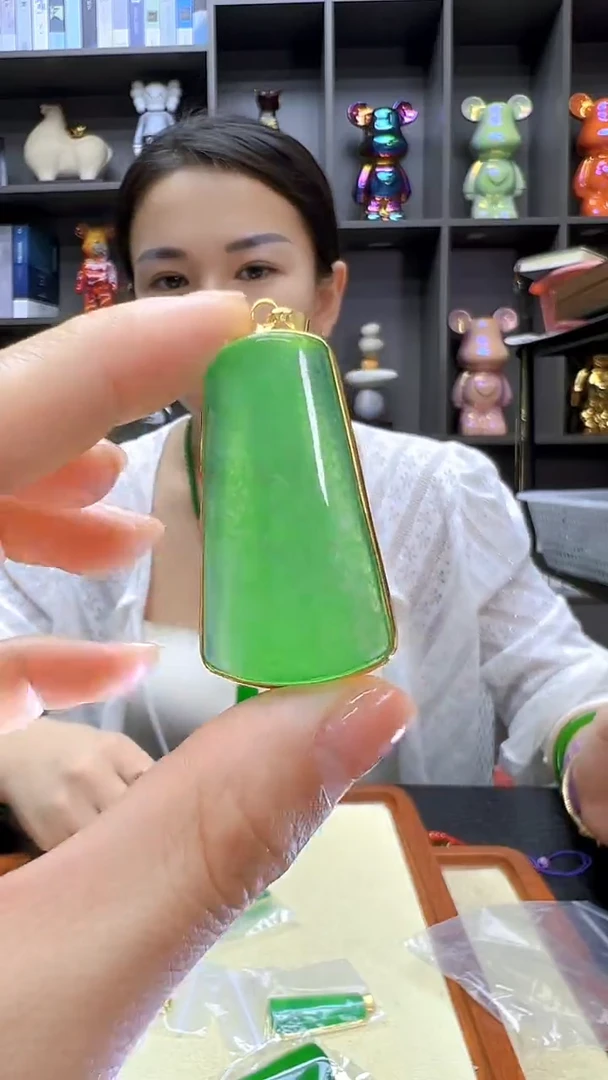 翡翠14K金镶嵌颈饰沉白diy劲饰