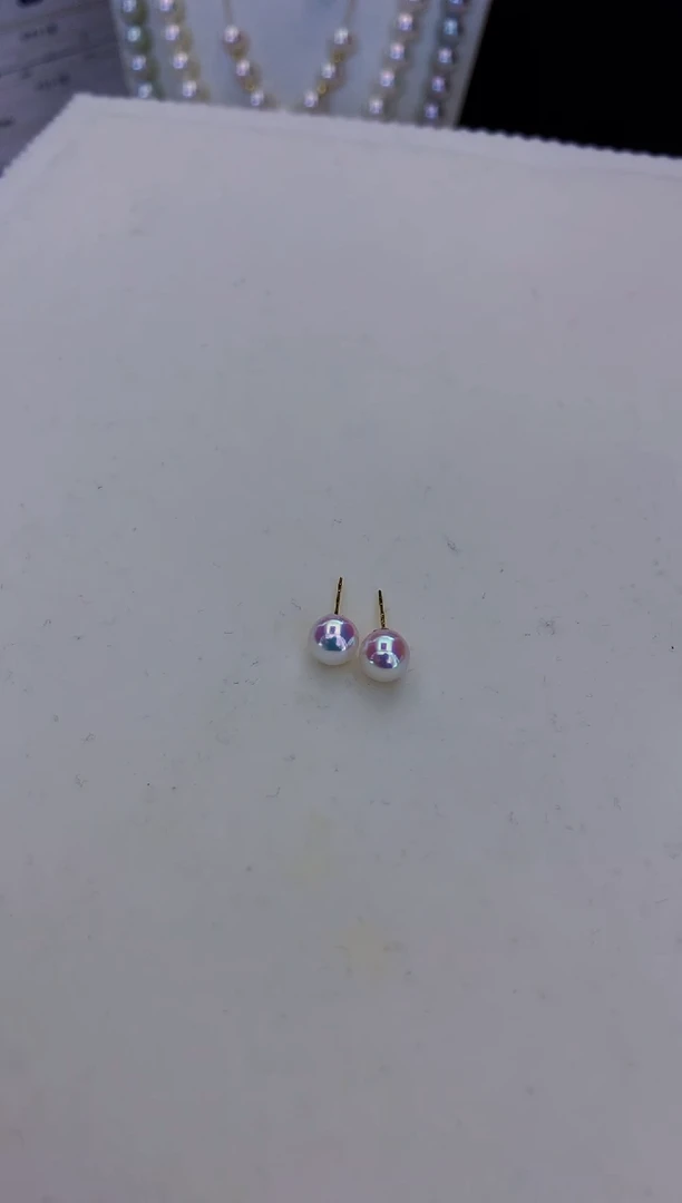 18K金镶嵌海水珍珠饰品5-6素钉定制
