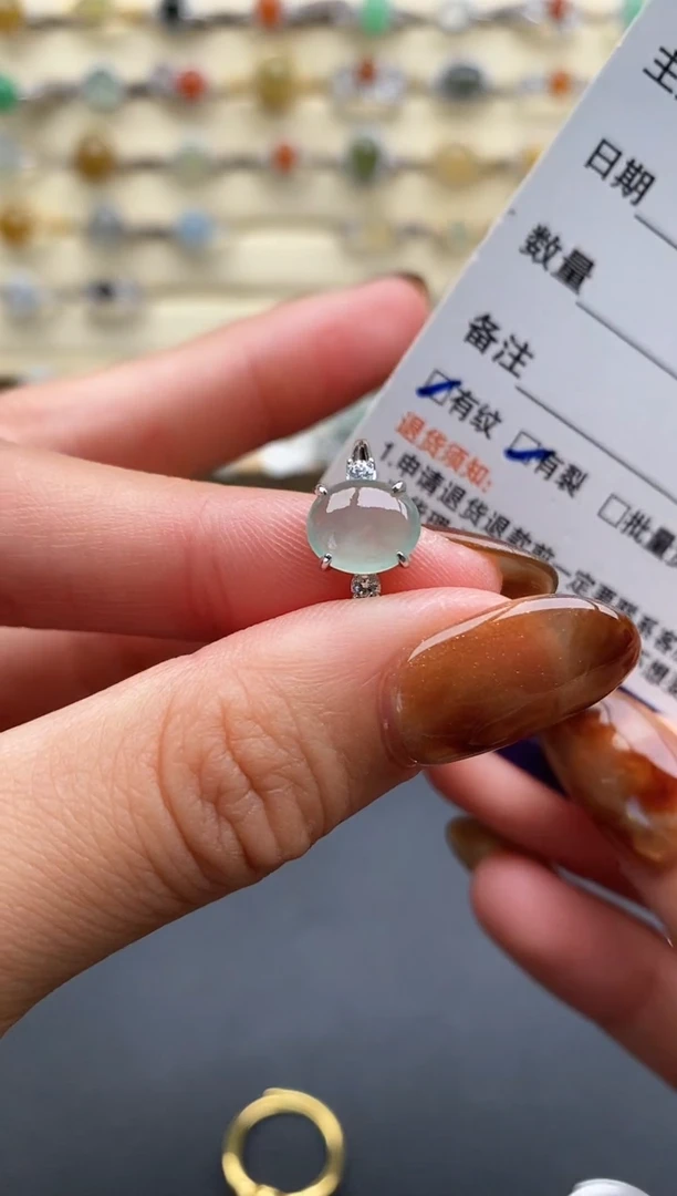 银S925镶嵌戒指翡翠111111+5