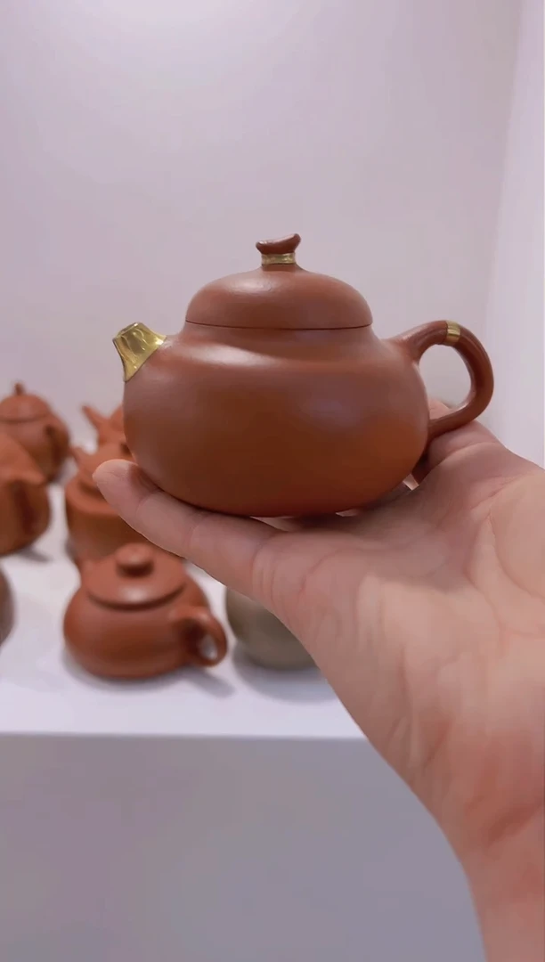 茶壶紫砂茄瓜 朱泥