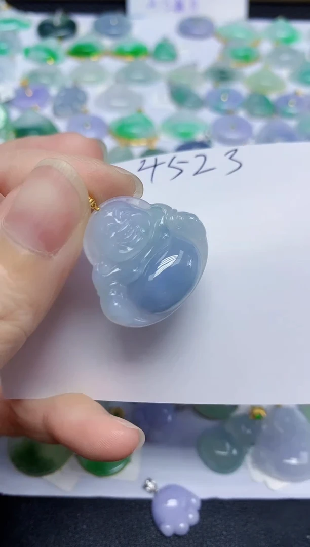 翡翠18K金镶嵌颈饰天然缅甸翡翠A货