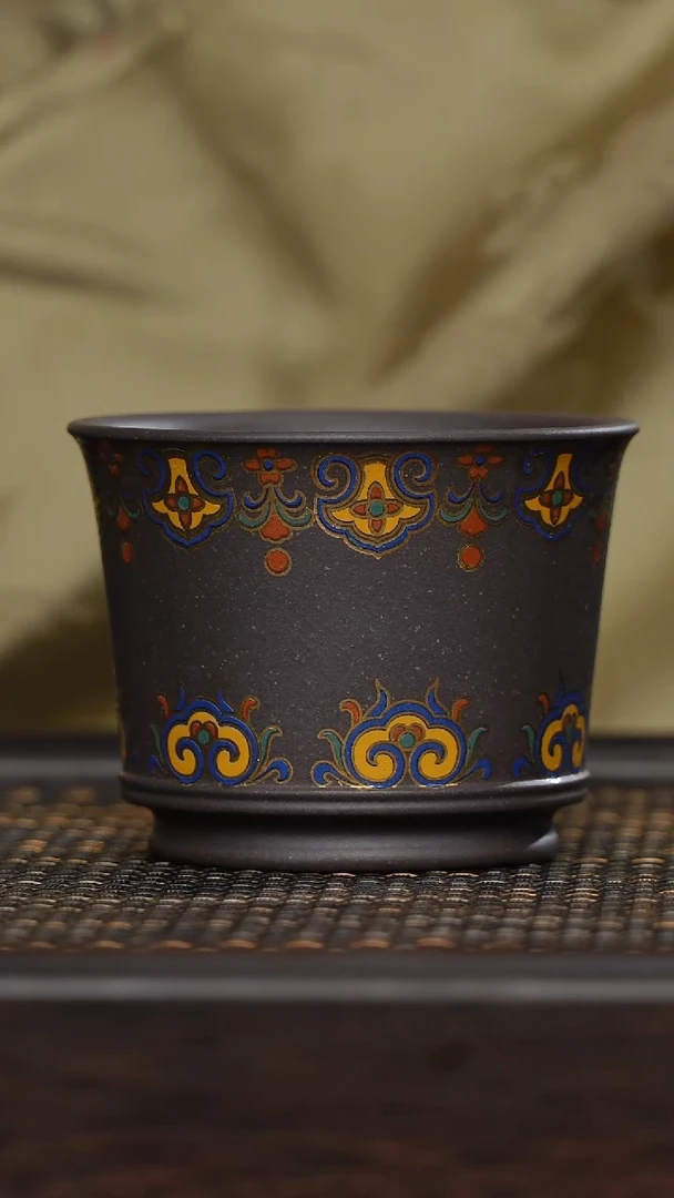 【闪购商品】紫砂茶杯非遗茶器-天青珐琅彩