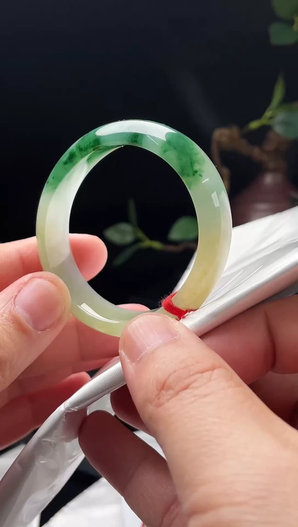 未镶嵌手镯翡翠 11号  53贵妃黄加绿