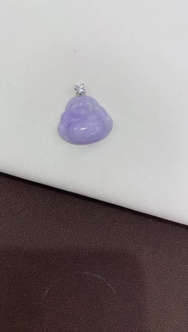 翡翠18K金镶嵌吊坠(赠链)天然缅甸A货翡翠