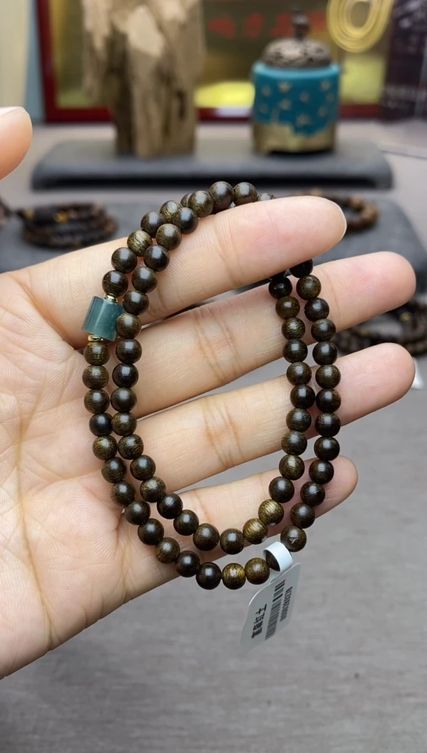 【闪购商品】沉香手串越南富森红土沉水04双圈配饰设计