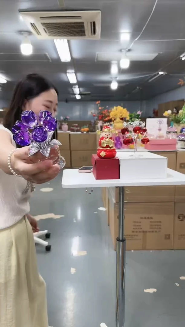 花间集水晶琉璃摆设   玫瑰