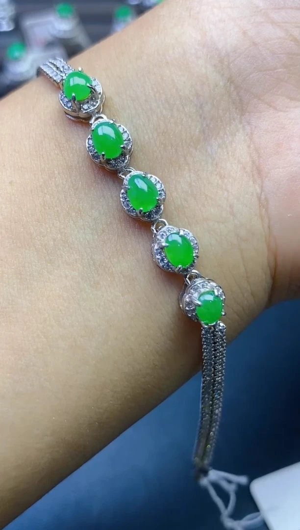 翡翠戒指银S925镶嵌百内无证书