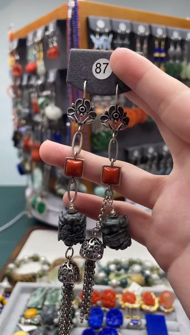 【闪购商品】翡翠耳饰银S925镶嵌饰品