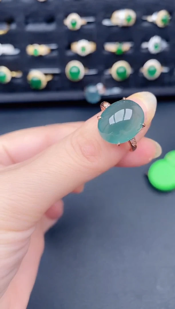 银S925镶嵌戒指翡翠天然a货翡翠42