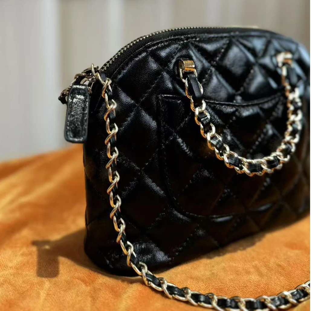 HIRMRIS手工真皮包550701-黑   菱格双手提24B