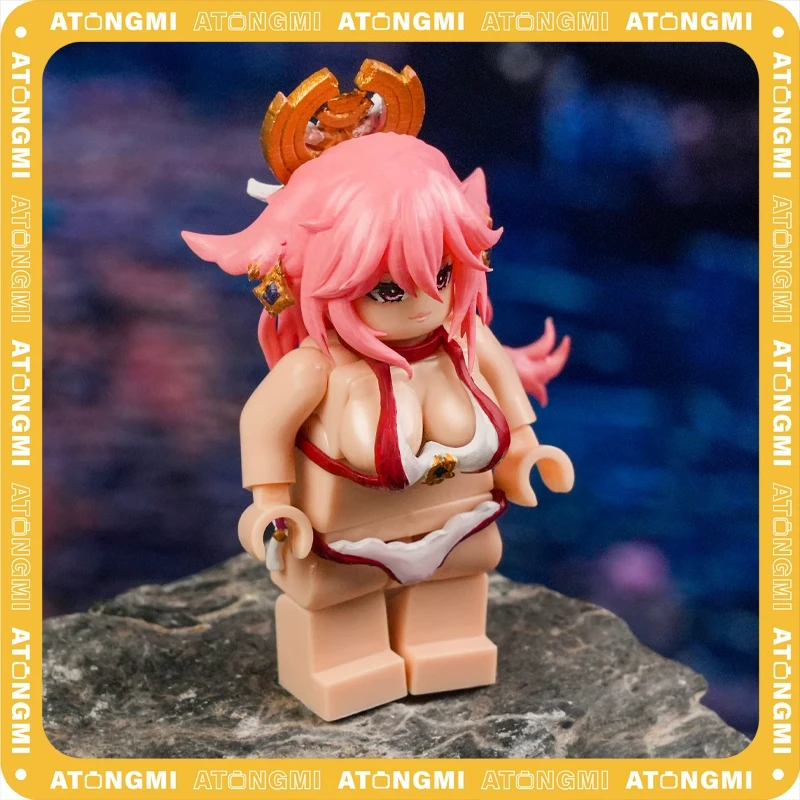 原神八重神子美女人仔樂高女素体可拆卸去衣不穿衣服裸身潮玩手办