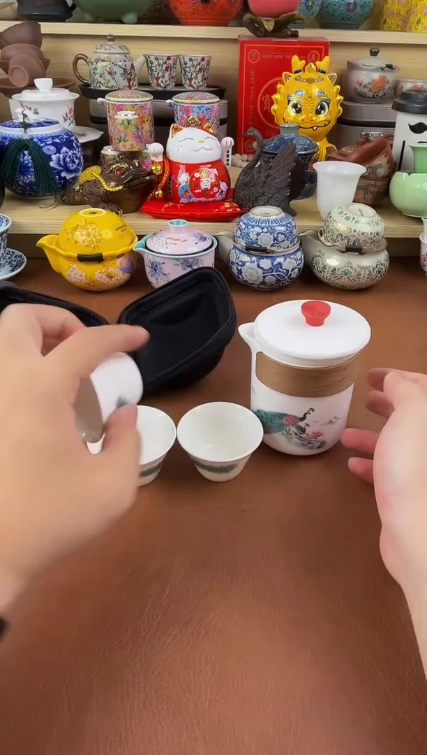 陶瓷茶具摆件旅行套组