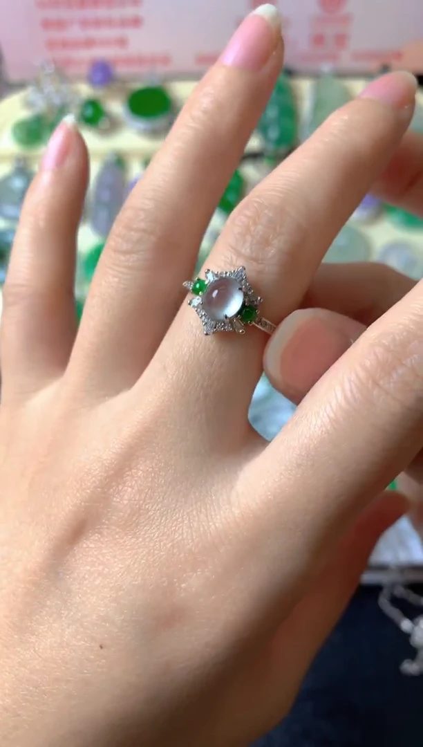 银S925镶嵌戒指翡翠燕戒指