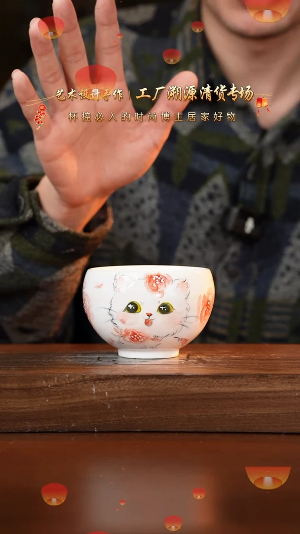 【闪购商品】杯手艺人手绘釉下彩异性器物