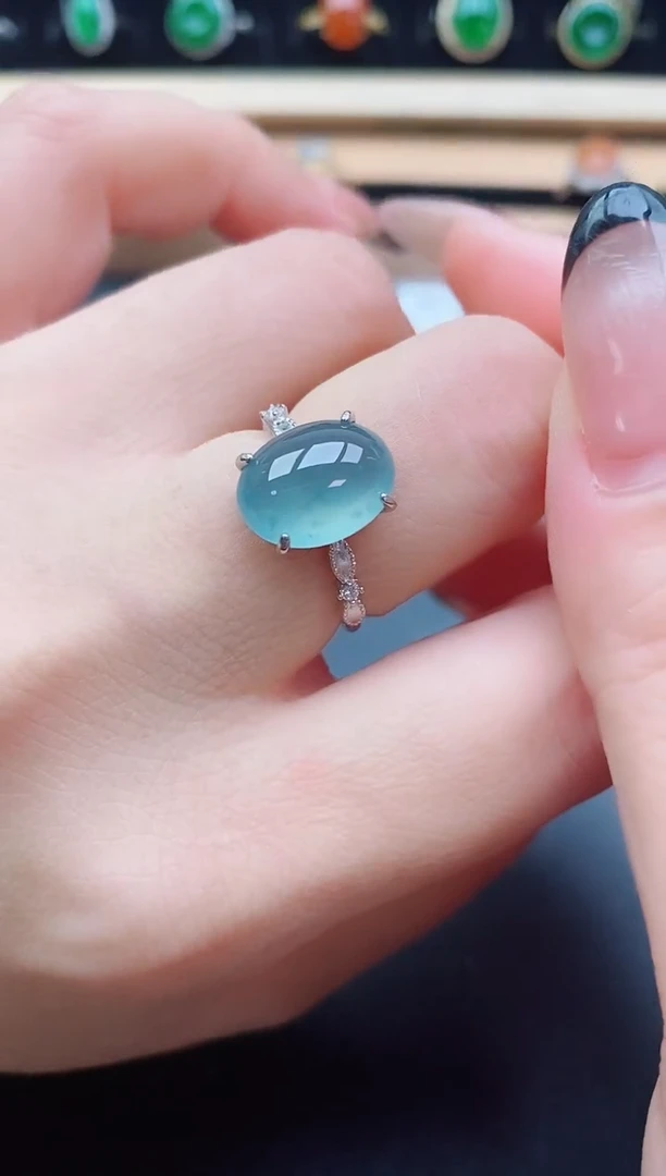 翡翠戒指银S925镶嵌5080