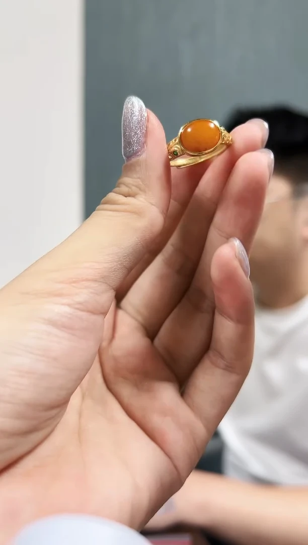 蜜蜡未镶嵌戒指蜜蜡横版戒指