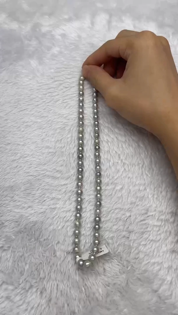 项链银S925镶嵌海水珍珠AK真多麻6.5-7mm