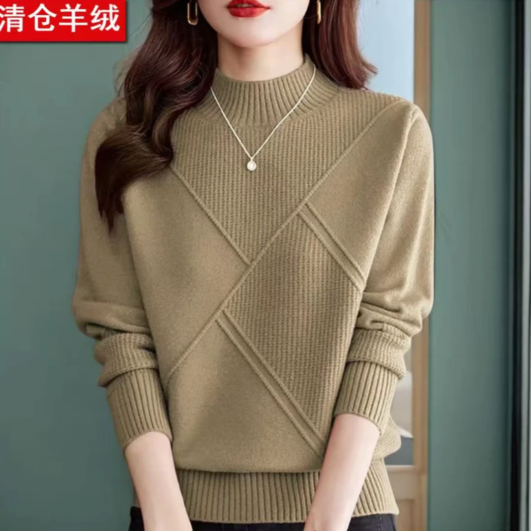 专柜正品100%纯羊绒衫时尚2025秋冬新款女士洋气针织衫半高领毛衣
