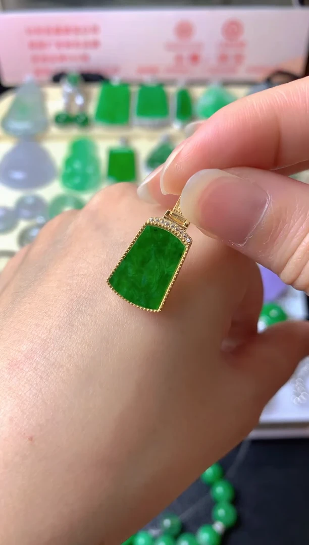 吊坠(不含链)银S925镶嵌翡翠上**水吊坠