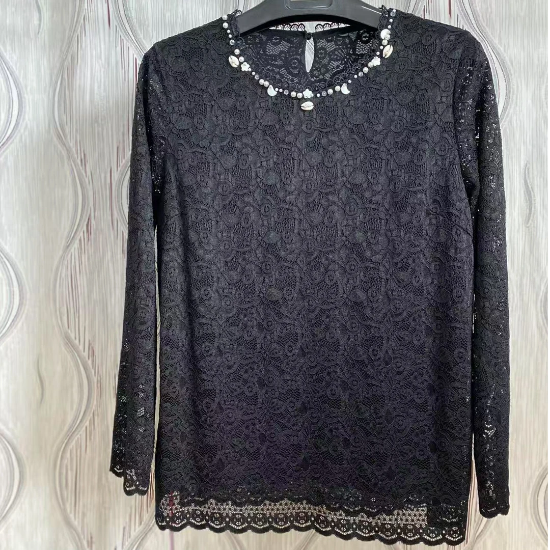 胖人坊大码女装蕾丝小衫4779 衣长72 120