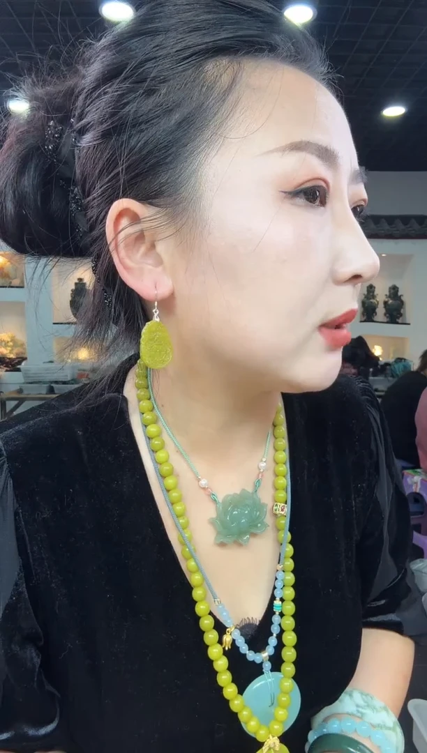 【闪购商品】岫玉耳坠银S925镶嵌福牌耳坠