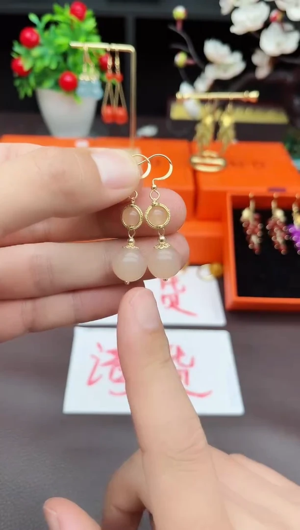 玛瑙/玉髓耳饰银S925镶嵌528000