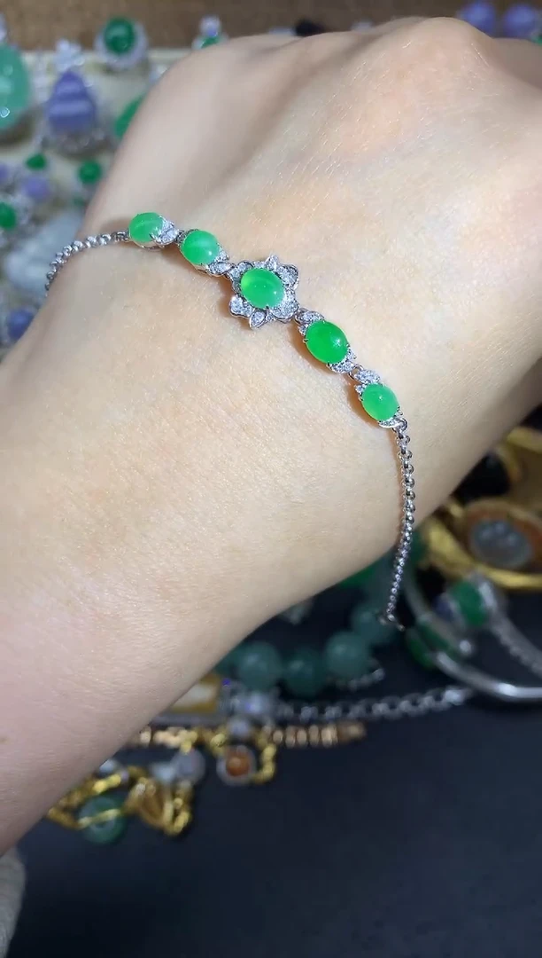 【闪购商品】翡翠手链18K金镶嵌406中国好珍宝