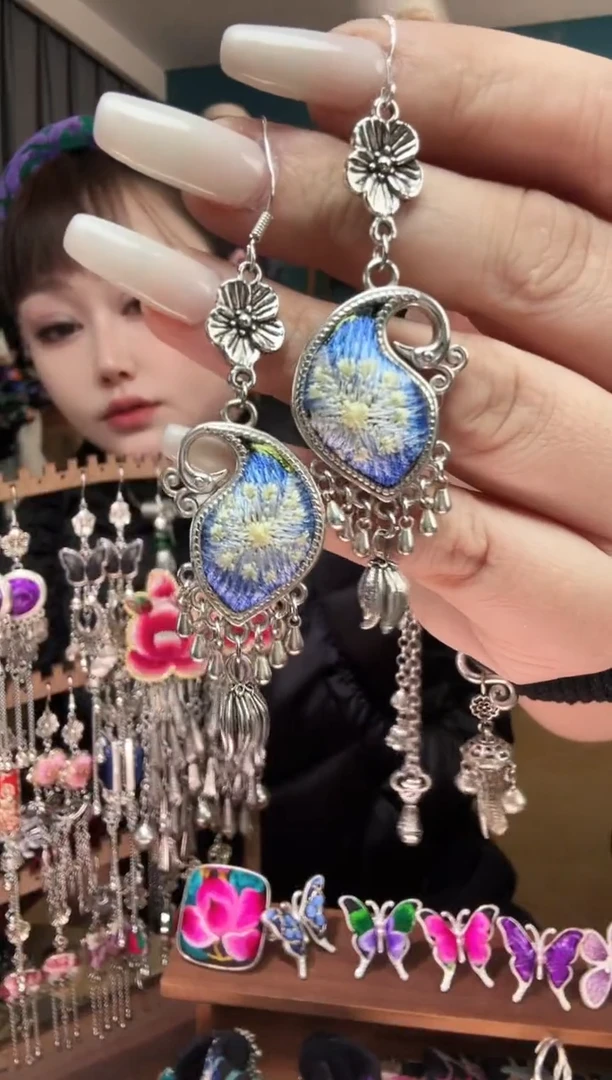 刺绣纯手工民族风刺绣耳环