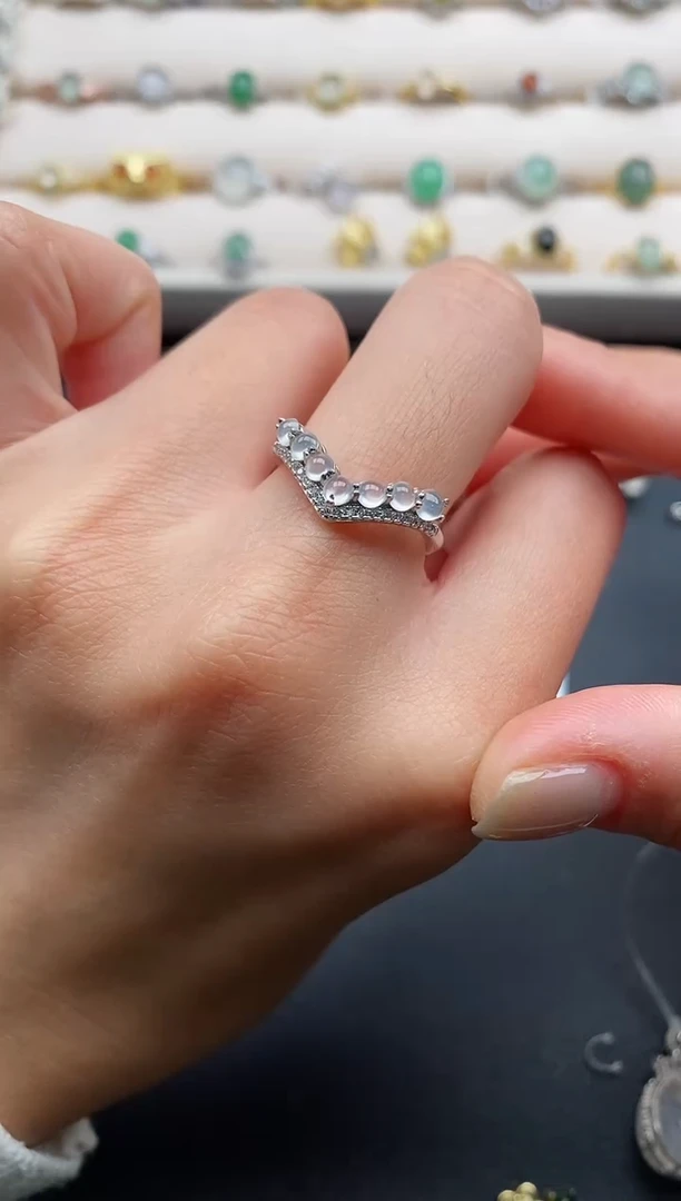 银S925镶嵌戒指翡翠777777+3